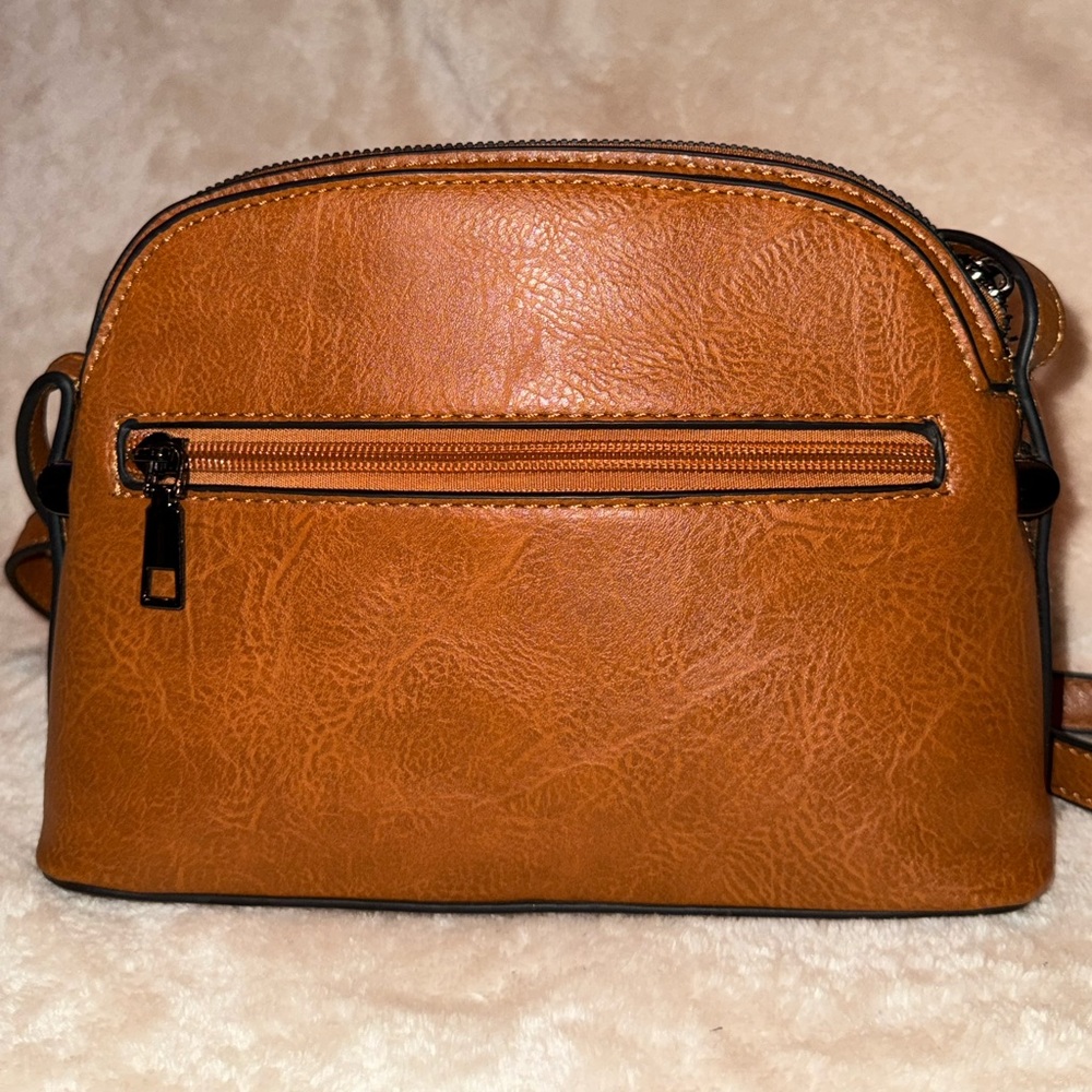 Sam & Hadley Intricate Floral Embroidered Tan Leather Boho Crossbody ShoulderBag - Picture 5 of 11